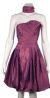 Strapless Pleated Bubble Short Party Dress in Eggplant